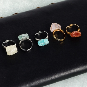 Handmade raw crystal wire wrapped rings in various natural stones and colors