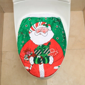 Christmas toilet seat cover with Santa and Teddy Bear design for holiday bathroom decor