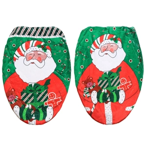 Copriwater Natalizio in Morbido Peluche di Poliestere con Motivo Babbo Natale Stampato Decorativo per Bagno Lavabile
