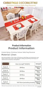 Detailed size chart for Christmas linen table runners and placemats with holiday prints