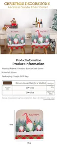 Detailed size chart for Christmas gnome linen chair covers measuring 50x45 cm with dimensions