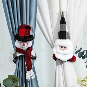 Fermatenda Natalizi Babbo Natale Pupazzo Di Neve Peluche Tessuto Quadri Decorazione Finestra Festa Casa