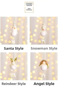 Détails des ornements de Noël en peluche avec Père Noël, bonhomme de neige, élan et ange