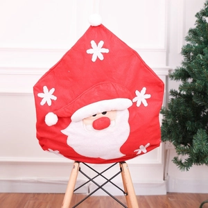 3D Santa Claus non-woven chair cover in red with white snowflake for Christmas decor