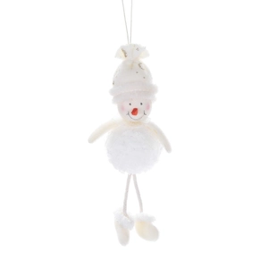 Mignon bonhomme de neige en peluche pour Noël avec chapeau doré pailleté et cordon