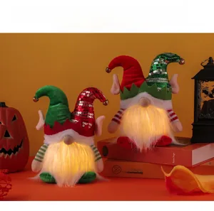 Gnomes de Noël lumineux à LED avec chapeaux à paillettes et lumières festives chaudes