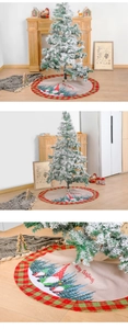 Detail der Weihnachtsbaumdecke mit Zwergenmotiven und rot-grünem Karomuster-Rand