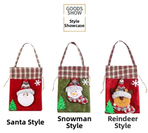 Detailed set of Christmas candy bags featuring 3D Santa, Snowman and Reindeer characters