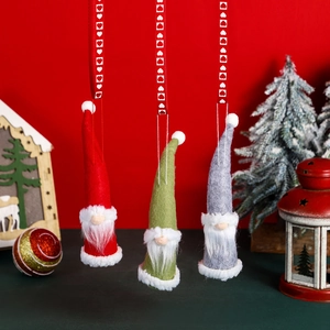 Nordic Polyester Fabric Christmas Gnome Hanging Ornaments Faceless Santa Plush Doll For Xmas Tree Home Holiday Decor