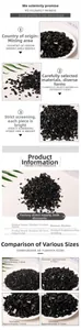 Macro view of polished black obsidian stone chips in sizes ranging from 3mm to 12mm