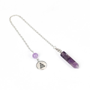 Pendolo in ametista naturale con ciondolo Buddha in argento per guarigione