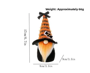 Detailed size chart for Halloween gnome plush showing 17cm height and 9cm width dimensions