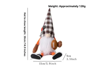 Detailed dimensions of a plush American football gnome with 38cm height measurements
