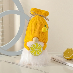 Summer Fruit Gnome Plush Decoration Knitted Watermelon Lemon Swedish Tomte Figurine For Home Kitchen Desktop Decor Ornament