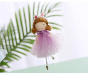 Detail of Easter fairy doll ornament with tulle skirt and bunny ears for festive decor