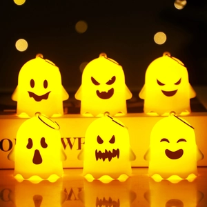 Halloween Geist LED Lichter Hängende Ornamente Kunststoff Niedliche Cartoon Ausdrücke Party Requisiten Tischdeko