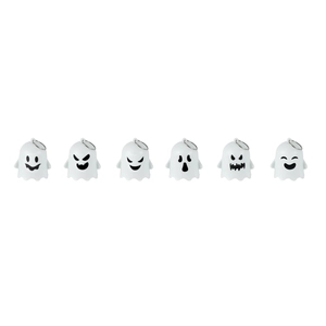 6er-Set süße Halloween-Geister-Hängedekoration mit verschiedenen lustigen Gesichtern