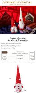 Detailed size chart for 32cm Christmas faceless gnome plush ornaments showing dimensions