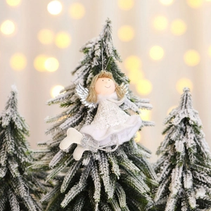 Witte en zilveren kerstengel hanger met pailletten vleugels voor kerstboomdecoratie