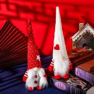 Christmas Gnome Plush Faceless Doll Knit Hat Heart Star Tabletop Ornament Scandinavian Tomte For Holiday Decor