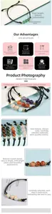 Dettaglio di perline in pietra naturale da 8mm con bracciale in corda intrecciata nera