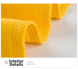 Vue macro détaillée des coutures robustes et de la doublure en maille jaune pour enfants
