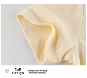 Détail des poignets droits et des coutures de qualité sur un haut en tricot de coton