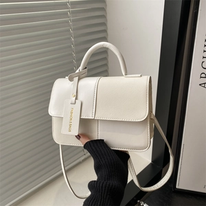 Fashion Splicing Small Square Bag For Women Minimalist PU Leather Shoulder Bag Casual Crossbody Bag With Handle And Strap