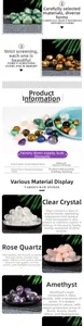 Macro view of tumbled crystal stones including clear quartz and rose quartz for healing