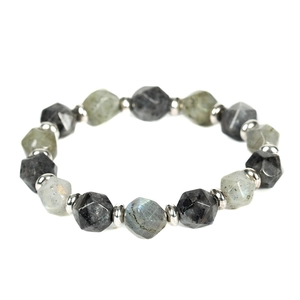 Exquisites Perlenarmband mit facettierten Labradorit-Steinen und Silber-Zwischenteilen