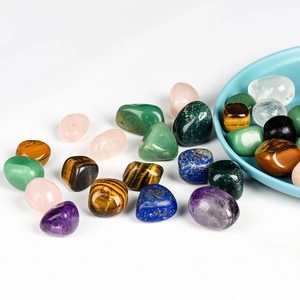 Mix of polished natural healing crystal stones for home decor and spiritual meditation