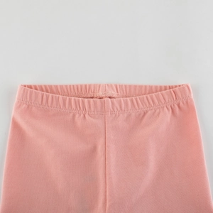 Girl's light pink cotton leggings with elastic waistband and high-quality stitching