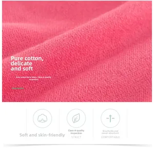 Detail of pink 100% cotton French terry knit fabric with Class A quality certification
