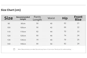 Detailed size guide table for girls' fleece joggers with length and waist measurements