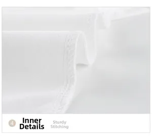 Detailed close-up of high-quality white cotton fabric and reinforced inner stitching