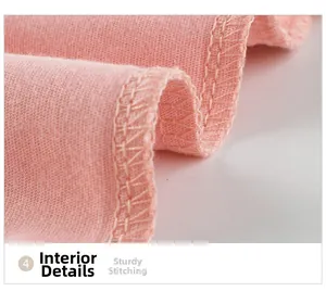 Macro detail of high-quality overlock stitching on pink cotton girl's t-shirt interior
