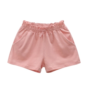 Short d'été rose pour filles avec taille élastique et nœud décoratif élégant