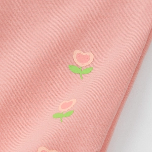Leggings estivi in maglia rosa per bambine con simpatica stampa floreale a cuori