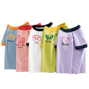 Girls Cotton Short Sleeve T-Shirt Cartoon Animal Print Rabbit Panda Round Neck Soft Breathable Casual Summer Top