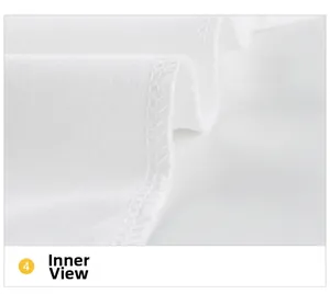 Vista dettagliata della fodera in cotone bianco con cuciture overlock professionali