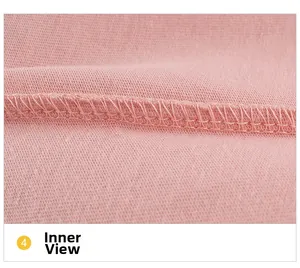 Close-up of pink cotton fabric showing high-quality inner overlock stitching detail