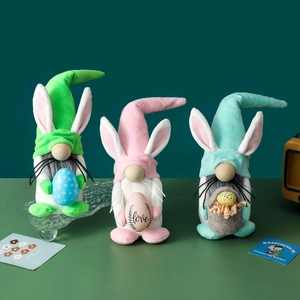 Gnome Lapin de Pâques Décorations en Peluche Oreilles de Lapin Poupée Sans Visage Avec Œufs de Pâques Pour Table Maison