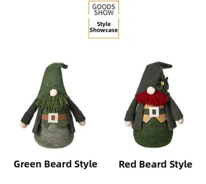 St. Patrick's Day gnomes featuring green and red beards with decorative hats