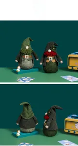 Detail view of St. Patrick's Day gnomes with felt hats and soft synthetic fiber beards