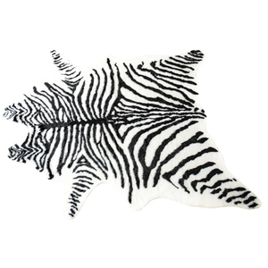 Modern zebra pattern faux fur rug with black and white stripes for living room decor