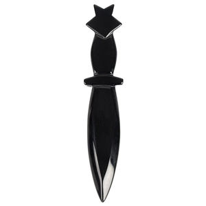 Figurine de dague en obsidienne naturelle polie avec poignée en étoile