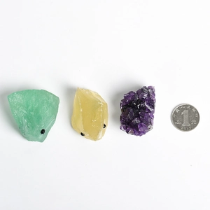 Set of three cute crystal hedgehog ornaments in rose quartz and green fluorite stones
