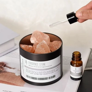 Pink crystal salt stone diffuser set with essential oil in black tin for home decor