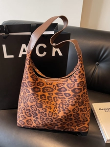 Borsa Hobo Con Stampa Leopardata Grande Capacità Camoscio PU Borsa A Spalla Vintage Moda Urbana Quotidiana Per Donne