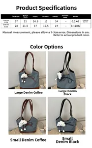 Guida alle taglie e dimensioni per borse tote in denim grandi e piccole con ciondoli cloud